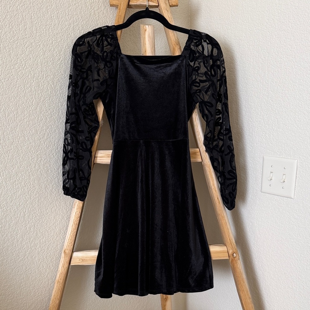 Speechless Kids Black Dress with Velvet Trim